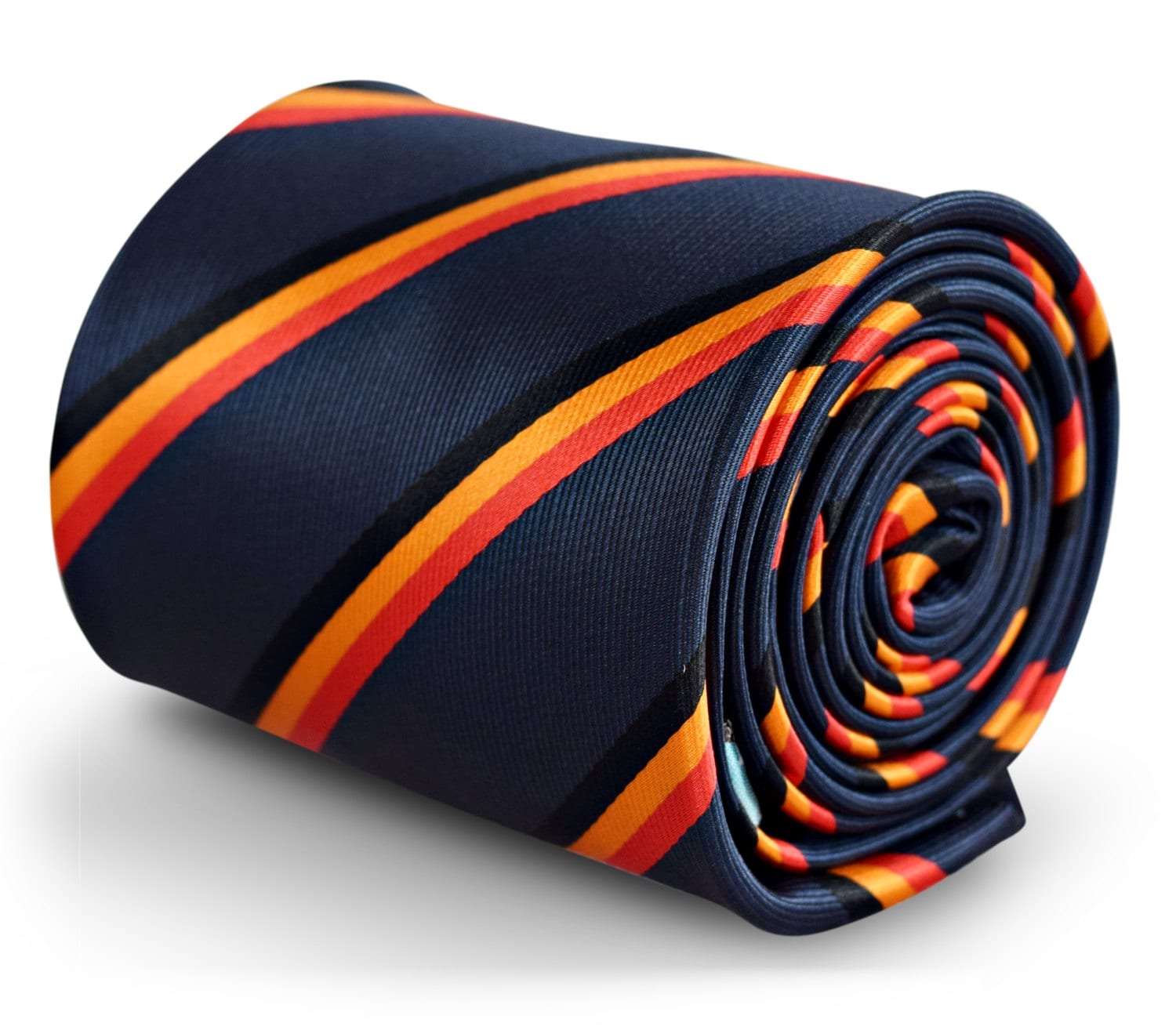 navy tie with red, black and orange stripes Belgium Belgian Flemish flag by Frederick Thomas