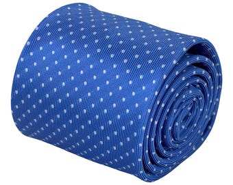 Azure Blue Polka Dot Tie, White Spot Necktie, Blue Wedding Tie, Groom Groomsmen Tie, Smart Mens Tie – Frederick Thomas