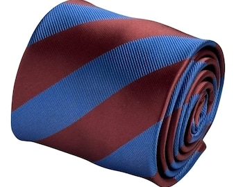 royal blue and chocolate brown mens tie classic necktie by Frederick Thomas