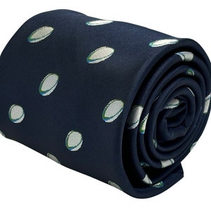rugby ball mens tie navy dark blue design by Frederick Thomas