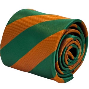 burnt orange and emerald green barber striped design by Frederick Thomas Irish flag style