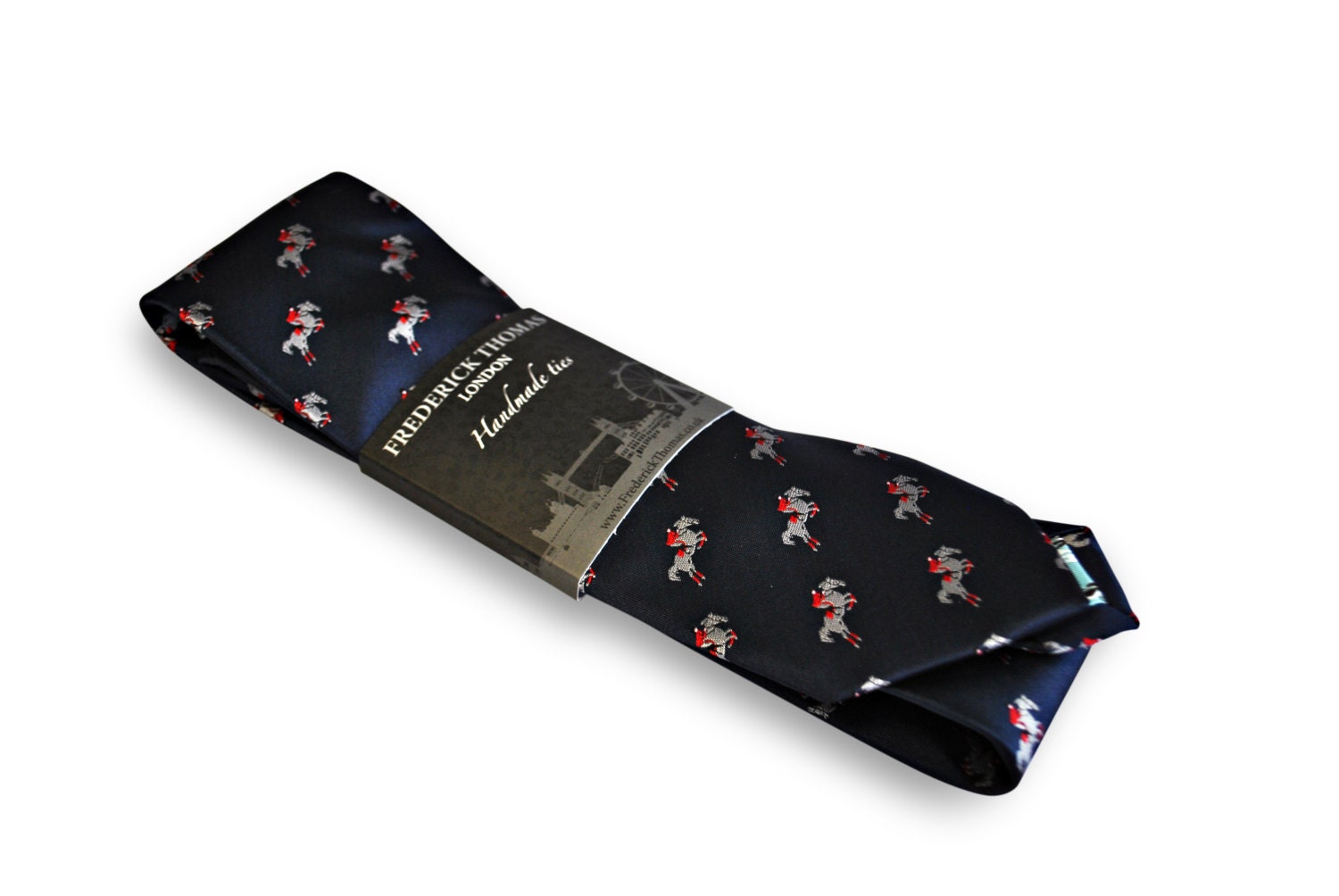 Navy Tie With Show Jumping Horse Pattern Embroidered Design by - Etsy