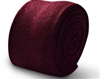 Frederick Thomas mens 100% wool tweed tie in burgundy maroon FT3330