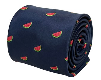 navy men's tie with watermelon slice quirky design gift by Frederick Thomas - Harry Styles