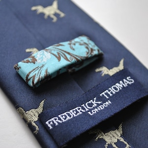 Navy Tie With Dinosaur T-rex Embroidered Design by Frederick Thomas ...