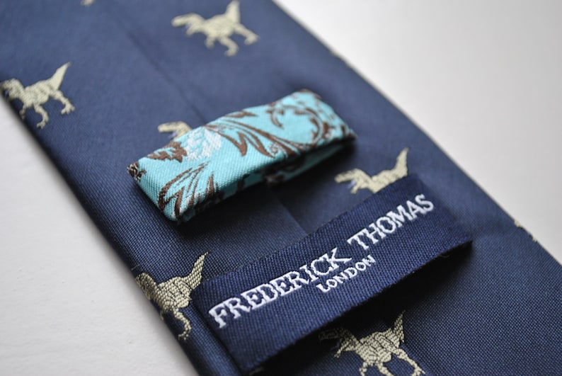 Navy Tie With Dinosaur T-rex Embroidered Design by Frederick - Etsy