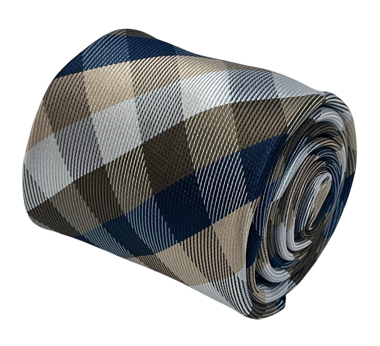 Frederick Thomas gold navy dark blue plaid check men-s office business tie