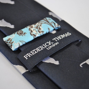 navy blue tie with cat outline by Frederick Thomas FT2134 image 2