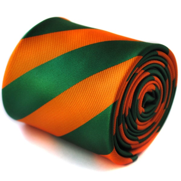 orange and green barber striped design with signature floral design to rear by Frederick Thomas FT823