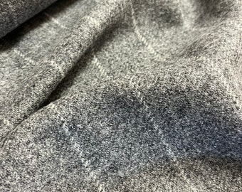 Luxury 100% Wool in Light Grey & White Striped Tweed Style Fabric Material for Upholstery, Sofa, Cushion, Chairs, Coat, Clothes