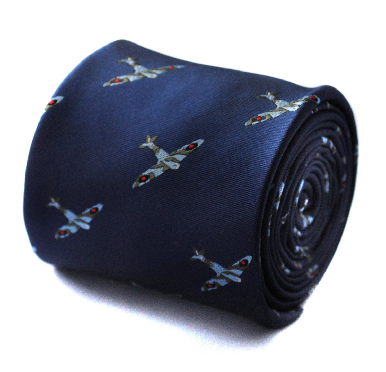 Navy Tie With Spitfire Plane Embroidered Design With Signature - Etsy