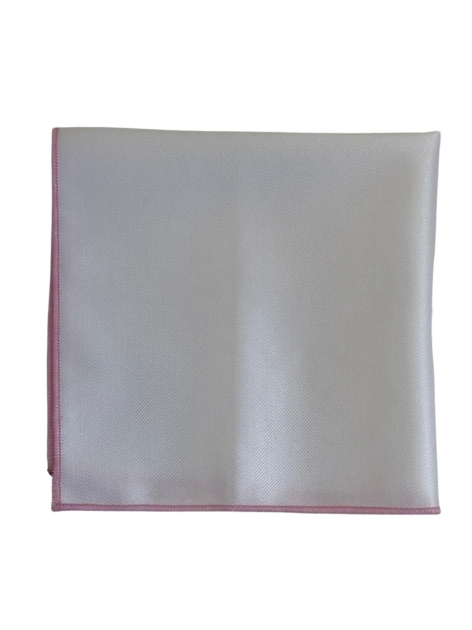 Frederick Thomas white cotton pocket square with baby light pink edging luxury tailoring