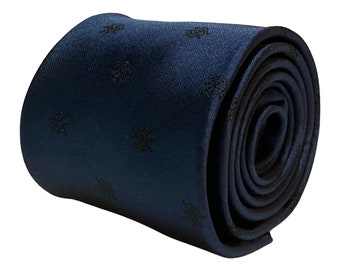 navy men-s tie with black spiders web spooky halloween embroidered design by Frederick Thomas