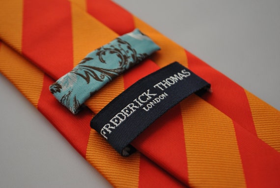 Orange and red barber striped tie by Frederick Thomas FT1759