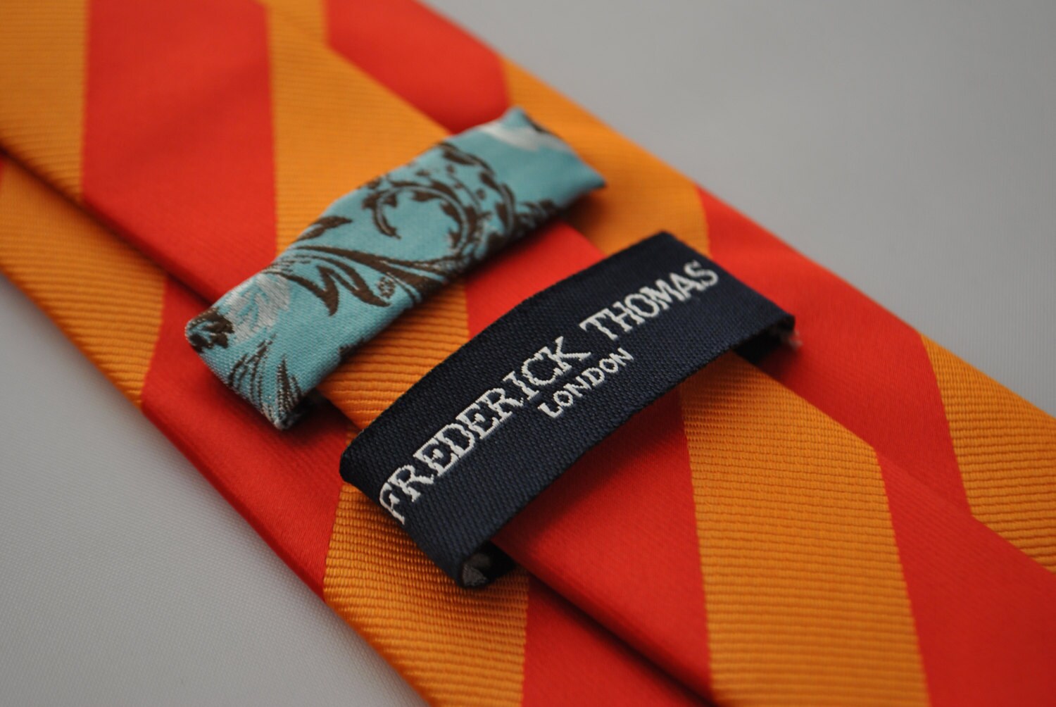 Navy with Orange & Light Blue Mens Wedding Tie by Frederick Thomas FT1521 