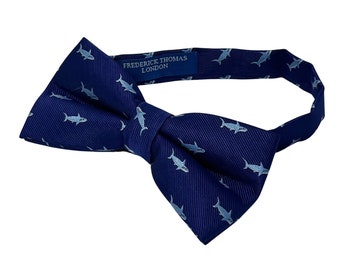 Frederick Thomas dark blue navy shark bow tie classic dickie father-s men-s luxury adult & child sizes available