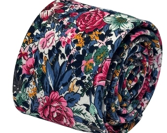 navy blue rose floral tie  vintage 1940s style by Frederick Thomas