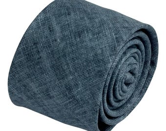 petrol blue grey mens linen necktie by Frederick Thomas by Frederick Thomas