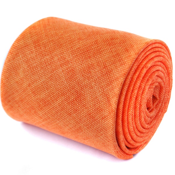 plain bright orange textured linen tie or pocket square by Frederick Thomas