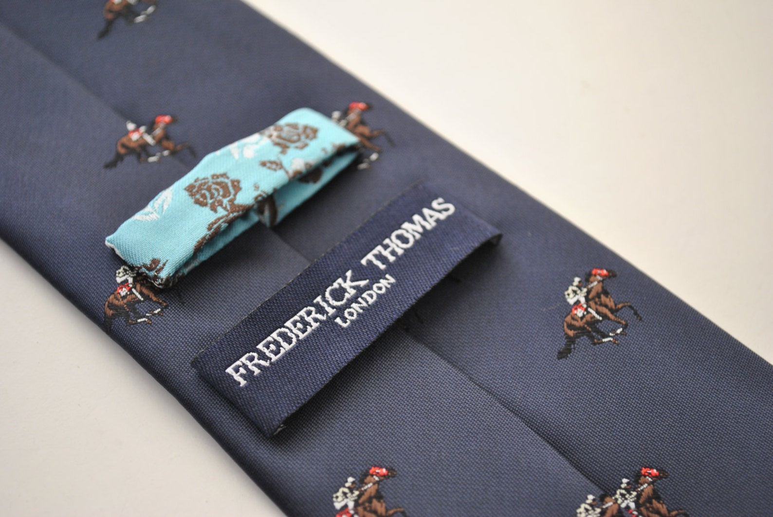 Navy Tie With Horse Jockey Embroidered Design With Signature - Etsy