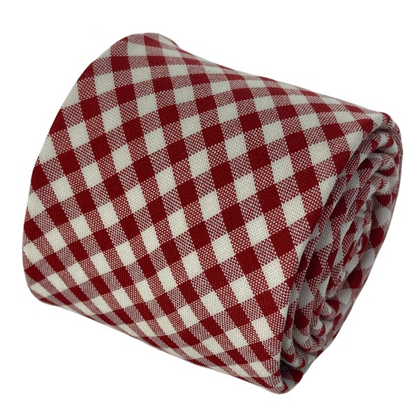 Frederick Thomas 100% red and white check gingham mens cotton tie