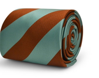 brown and mint green barber striped tie by Frederick Thomas FT3538