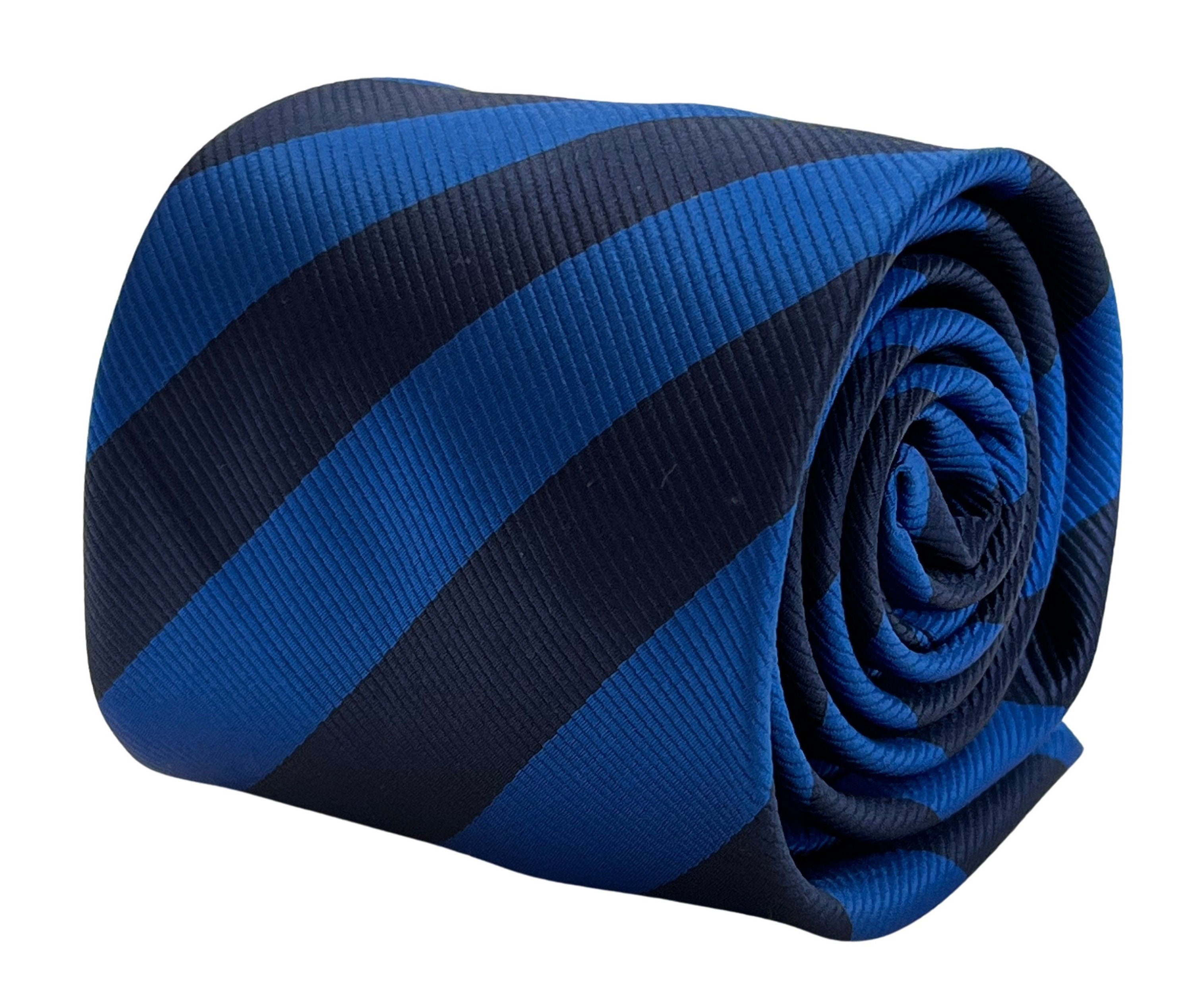 Cravate Classique Bleu Marine à Rayures Blanches - Style école Chic - Frederick Thomas