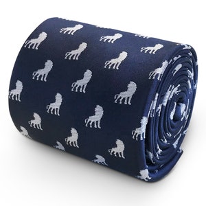 navy blue men-s tie with lion design classic necktie jungle africa by Frederick Thomas