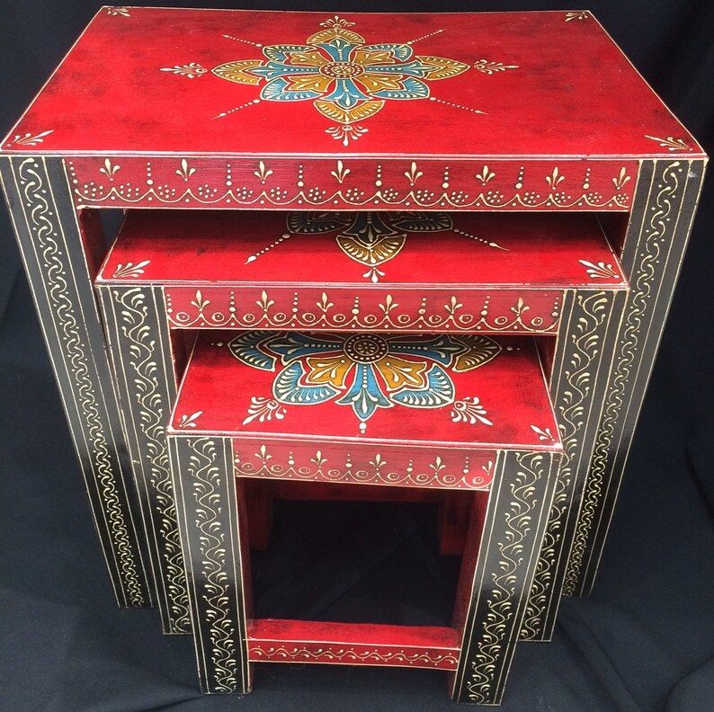 Set of 3 Elegant End Tables Etsy