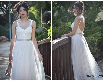 Blush Wedding Dress Fantasy Wedding Dresses Tulle Wedding Etsy