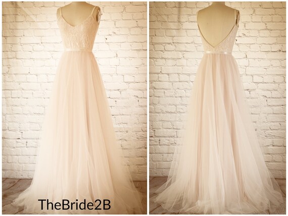 Blush Wedding Dress Fantasy Wedding Dresses Tulle Wedding Etsy