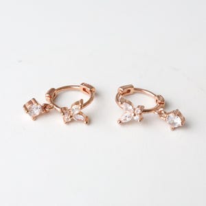Rose gold earrings leaves earrings Rose gold leaf earrings huggies huggie earrings small hoop earrings gift for her bridesmaid gift for mom