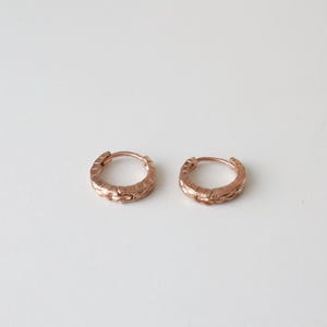 Rose gold earrings flower huggie Rose gold hoop earrings huggies small hoop earrings  hoops earrings gift for her bridesmaid gift for mom