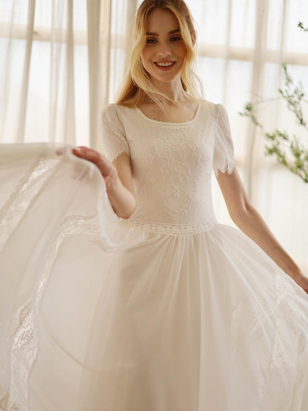 Vestido de novia sencillo, bohemio, vestido de novia boho, vestido