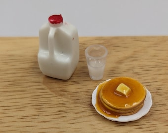 Miniature Pancake Breakfast Plate, Hotcakes Butter Maple Syrup, Breakfast Miniature