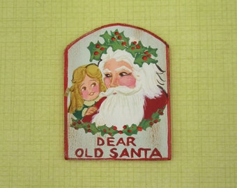 Miniature Christmas Sign Dear Old Santa, Dollhouse Christmas, Hand Painted Decor,