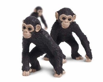 Miniature Chimpanzee, Mini Plastic Wildlife, Safari Cupcake Toppers