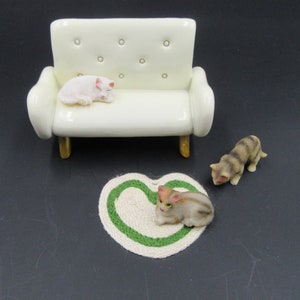 Miniature Cat, Mini Cat Sculpture, Cat Sleeping Playing image 1