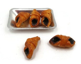 Dollhouse Miniature Pastries, Mini Chocolate Pastry, Miniature Chocolate Danish