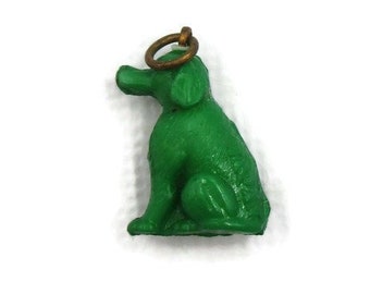 Collectible Green Dog Vintage Celluloid Charm Japan 5/8"