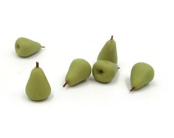 Dollhouse Miniature Pears, Miniature Fruit, Dollhouse Fruit, Set of 6 Mini Pears