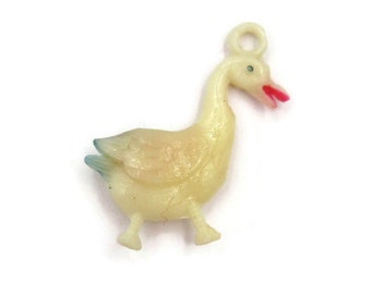 Vintage Celluloid Duck Goose Charm 3/4" Japan