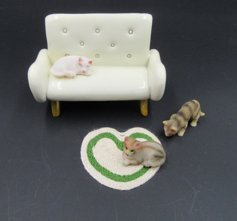 Miniature Cat, Mini Cat Sculpture, Cat Sleeping Playing image 1