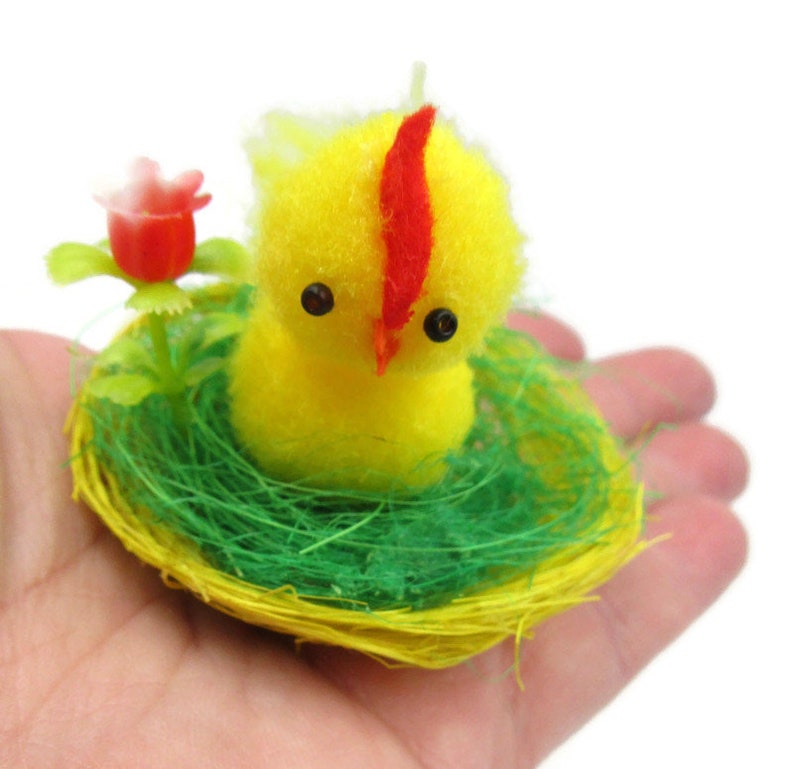 Pom Pom Bird Nest x 2, Easter Decoration, Miniature Chick Nest, Easter Chick Set of 2 image 3