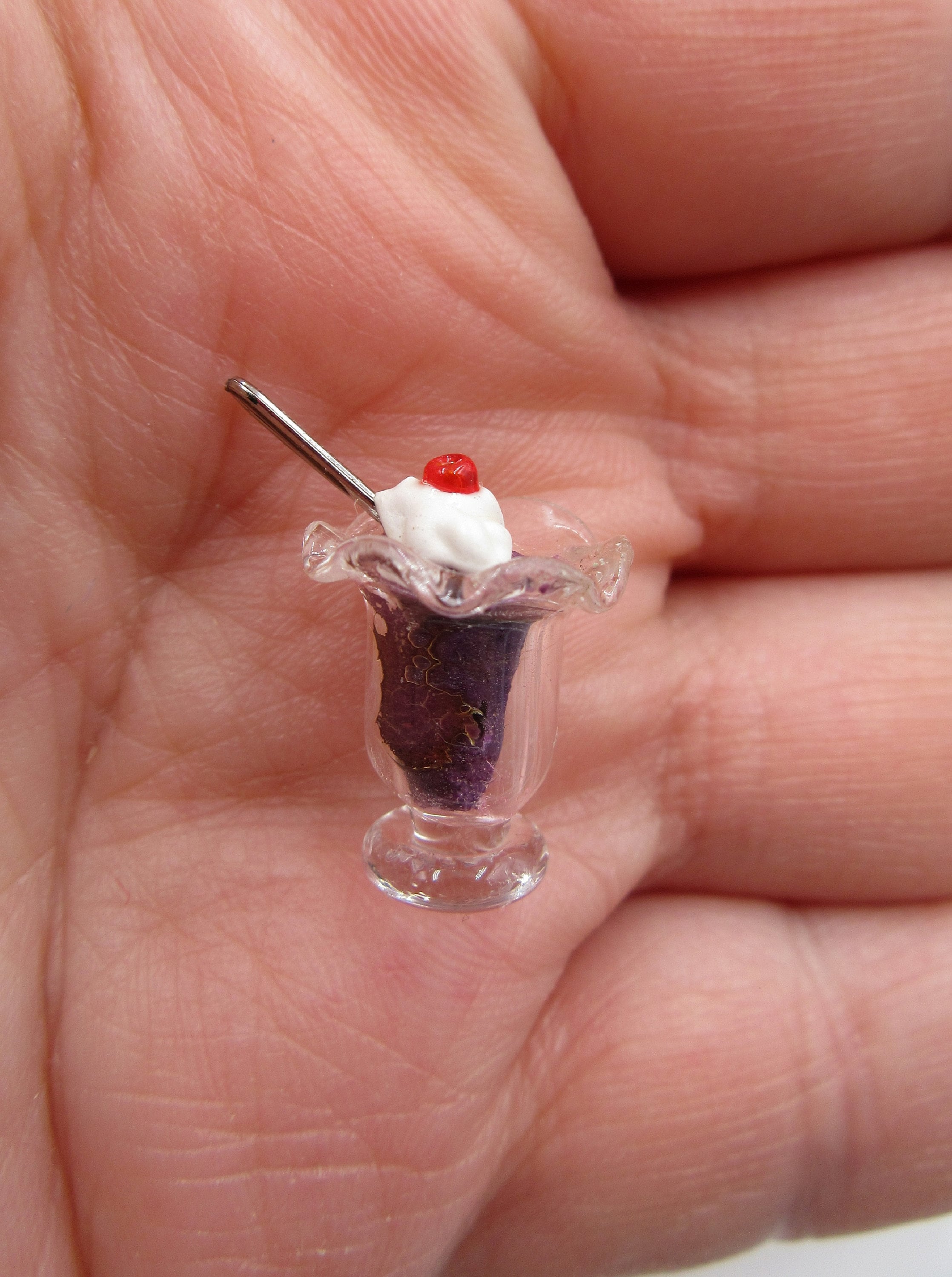 Dollhouse Miniature Sundae, Mini Chocolate Ice Cream