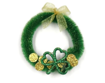 Mini St. Patrick' s Day Wreath, Green Good Luck Wreath, Saint Pat Miniature Wreath