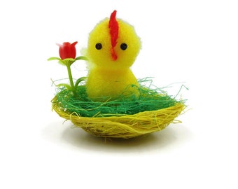 Pom Pom Bird Nest x 2, Easter Decoration, Miniature Chick Nest, Easter Chick Set of 2