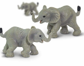 Miniature Elephant, Mini Plastic Wildlife, Safari Cupcake Toppers