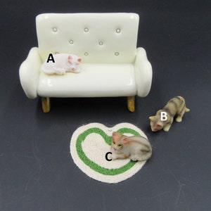 Miniature Cat, Mini Cat Sculpture, Cat Sleeping Playing image 3