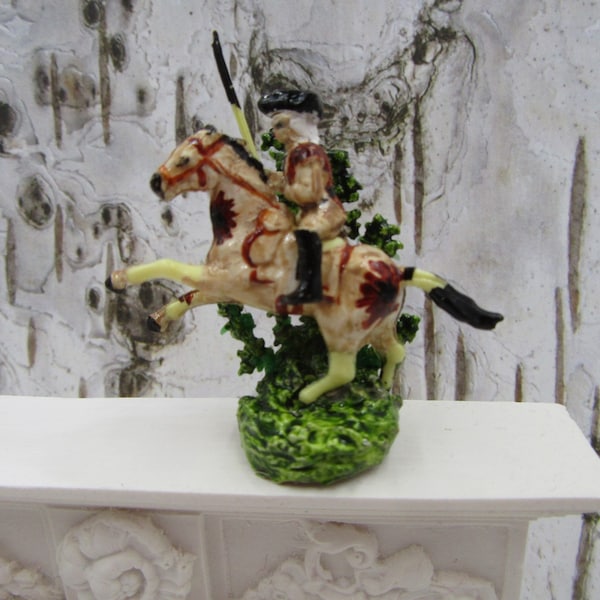 Miniature Military Statue, Mini Soldier on Horse, Dollhouse Statue, Miniature Civil War Statue